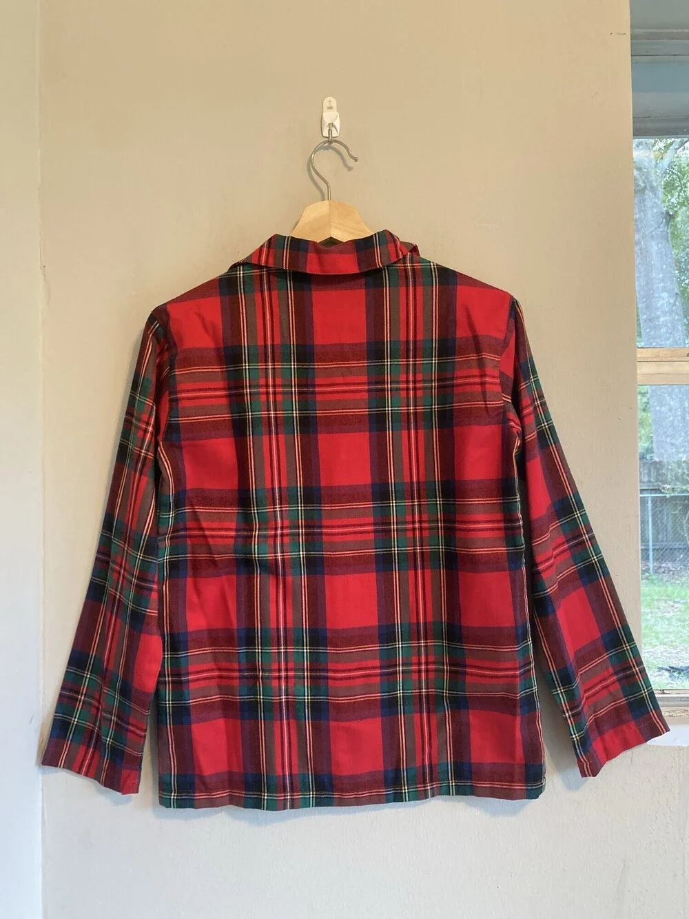 Old Navy Girl Red Green Plaid Flannel Pajama Top XL 14-16